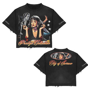Camiseta de Algodón Retro Vintage Extra Grande al por Mayor, Ropa Urbana Hip Hop Unisex con Estampado Gráfico OEM - Product Image 6