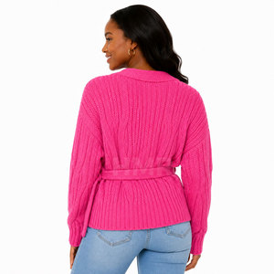 HMR Sisterhood Sorority Women's Autumn Vintage V-Neck Knitted <b>Cardigan</b> <b>Sweater</b> Loose Fit Solid Color Button - Product Image 4