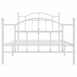 Cadre de lit double en acier blanc thermolaqué, lit rectangulaire en métal - Product Image 5