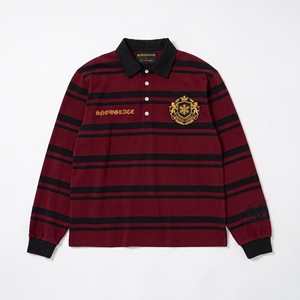 เสื้อโปโลแขนยาวลายทางสำหรับผู้ชาย ปักโลโก้ ทรงปกติ ผ้าฝ้ายสำหรับทุกฤดูกาล - Product Image 1
