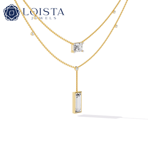 Collier en or rose LOISTA avec diamants taille baguette, pendentif minimaliste pour femme, à porter au quotidien - Product Image 3
