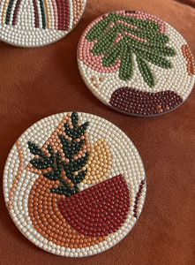 Handmade Beaded Fruit <b>Coaster</b> Watermelon Design Decorative <b>Drink</b> <b>Coaster</b> - Product Image 2