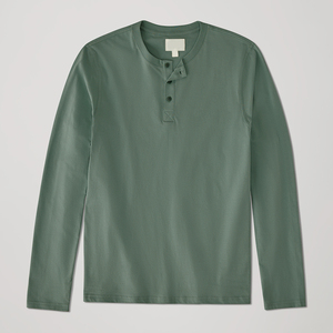 Men's Long Sleeve <b>Henley</b> <b>Shirt</b> Button Up Collar Solid Color Knitted Cotton Casual Pullover Regular Fit Autumn Wear - Product Image 1