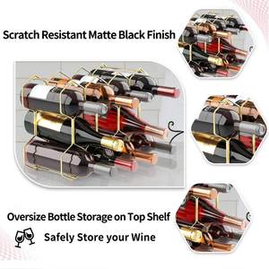 Stackable Metal Wine Rack Small Modern Wine Bottle Holder Multi Level Stackable Design for <b>Tabletop</b> Cabinet Countertop Cellar - Product Image 5