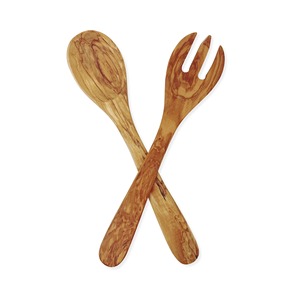 Ensemble de couverts et ustensiles de service pour aliments, ensemble de service à salade en bois d'acacia, cuillères et fourchettes à salade en bois d'acacia, pinces à salade - Product Image 4