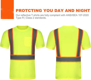 Wholesale Price Quick-Drying Reflective Safety Clothing Fluorescent Short-Sleeved T-Shirt For <b>Night</b> Work - Product Image 5