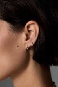 Dainty Huggie <b>Hoop</b> <b>Earrings</b> Custom 14K 18K <b>Solid</b> Gold Round Cut Lab Grown Diamond Classic Minimalist Chunky Huggies Manufacturer - Product Image 2