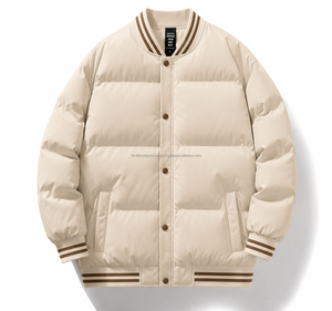 Red <b>Men's</b> Eco-Friendly Puffer <b>Jacket</b> <b>White</b> Stripes Hooded Windproof Worsted Fabric Winter Casual Standard Fit - Product Image 2