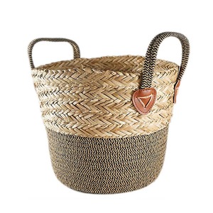 Panier de rangement tissé naturel avec poignées, panier de rangement fait main, vente en gros, écologique, fabriqué au Vietnam - Product Image 2