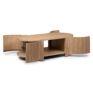 Mesa de Centro de Diseño con Almacenamiento, Roble Blanco, Mecanismo Elevable y Construcción Duradera, Mesa Moderna para Sala de Estar/Hogar - Product Image 3