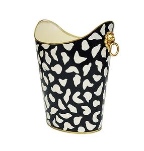 Cubo de Basura Metálico de Lujo con Patrón Blanco y Negro y Acabado Dorado, Perfecto para Escritorio, Habitación y Baño - Product Image 2