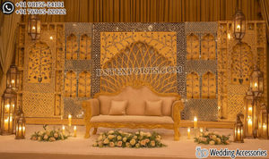 Magnífico Escenario Decorativo para Bodas, Mandap Chuppah, Último Modelo de Escenario de Cuatro Pilares para Bodas Asiáticas con Panel de Fondo, California - Product Image 3