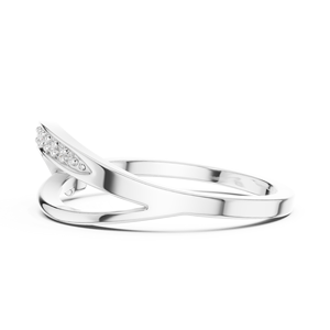 Bague croisée de luxe en or blanc 10K plaqué rhodium, sertie de diamants de laboratoire taille ronde pavée, moins d'un carat, or rose, blanc, jaune - Product Image 3