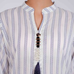 Traje de jacquard bordado y estampado abullonado para mujer de 2 piezas PS4384 - Product Image 3