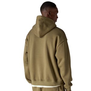 Conjunto de Sudadera con Capucha y Cremallera con Ribete en Contraste y Pantalones Jogger para Hombre, Ropa Deportiva Casual de Algodón en Verde Oliva - Product Image 5