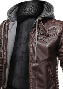 Burgundy Leather Hooded Tracksuit Premium Leather <b>Jacket</b> Cargo Jogger Pants Men's Full Zip Leather <b>Jacket</b> - Product Image 2
