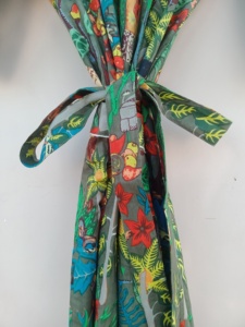Bata tipo kimono con estampado floral para mujer, longitud completa, manga corta, cuello en V, cierre con cordón, ropa de dormir informal de verano - Product Image 2