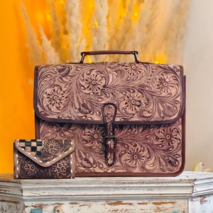 Hand <b>Tooled</b> Floral Carved 100% Genuine <b>Leather</b> Laptop Bag Custom Logo OEM Service Comfortable Durable Handbag At Wholesale Price - Product Image 6