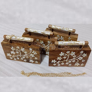 Cadeau de mariage arabe de luxe sac de soirée en bois incrusté de nacre pour pochette de mariage de mariées - Product Image 3