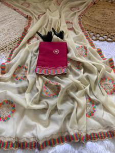 Sari en soie brodé Rangoli pour femmes - Product Image 6