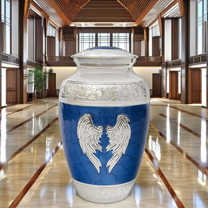 Urne funéraire en forme de cœur bleu et argenté de style européen, 10 pouces, faite à la main, écologique, personnalisable - Product Image 1