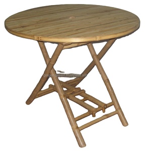 Ensemble de table à manger carrée en bambou pour jardin. Table et chaises pliantes modernes en bambou écologique, 5 places, faites à la main, style ferme, pour l'extérieur - Product Image 2