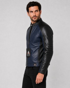 High Quality Men Leather <b>Jacket</b> Stylish Biker Coat Warm Comfortable Durable Streetwear Outerwear <b>Casual</b> Zipper OEM Service - Product Image 3