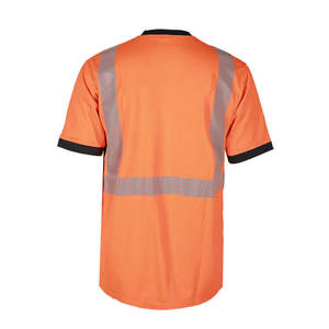 เสื้อยืดสะท้อนแสงแบบคอวีสำหรับงานก่อสร้าง งานรักษาความปลอดภัย ขายส่ง เสื้อความปลอดภัยแบบมองเห็นได้ชัดเจน ลายเส้นสะท้อนแสง - Product Image 5
