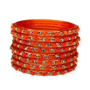 ชุดกำไลข้อมือแก้วลายดอกไม้สีส้มเคลือบทองพรีเมียม ประดับคริสตัลระยิบระยับ เงางาม ราคาขายส่งสำหรับผู้หญิง - Product Image 2