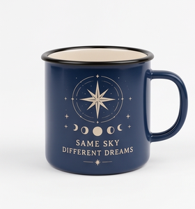 OEM Printed Enamel Coffee Mug Cosmic Astronomy Graphic Deep Blue <b>Iron</b> <b>Travel</b> Drinking Vessel Wholesale Direct Sourcing Partner - Product Image 2