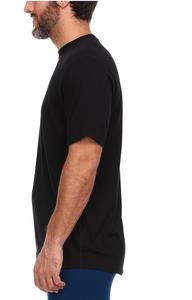 T-shirts en laine mérinos classiques décontractés pour hommes, couleur noire unie, manches courtes, col rond, t-shirts en laine de haute qualité personnalisés - Product Image 2