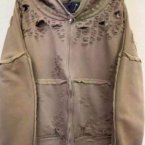 Sweat à capuche zippé pour homme, délavé à l'acide, personnalisé, avec appliqué et broderie vintage - Product Image 3