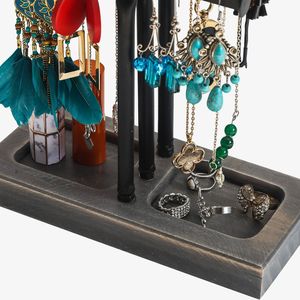 Espositore per Gioielli a 3 Livelli in Ferro e Legno di Alta Qualità, Organizzatore per Gioielli Nero e Grigio - Product Image 4