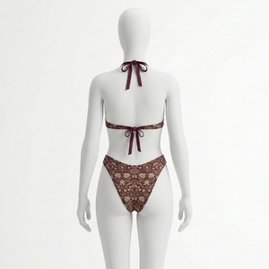 Traje de Baño de Dos Piezas de Buena Calidad, Personalizado con Sublimación, Top Triangular, Braguita de Pierna Alta, Bikini de Spandex y Poliéster Ecológico para Mujer - Product Image 2
