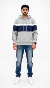 ONETEN APPARELS <b>Men's</b> Color Block <b>Hoodie</b> Plus Size Cotton French Terry Pullover Sweatshirt - Product Image 1