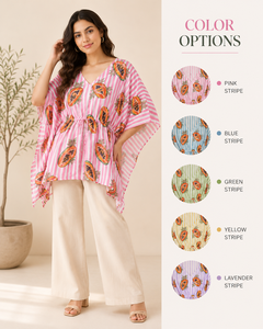 Green Cotton Kaftan <b>Dress</b> Women | Premium Drawstring V Neck Long <b>Maxi</b> Gown Summer Elegant Eco-Friendly Casual Lounge Nighty - Product Image 2
