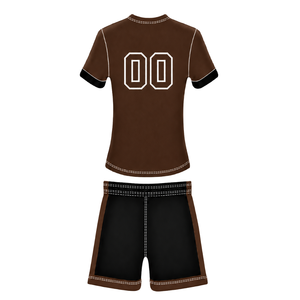 Ensemble short et maillot de football marron respirant – Tenue d'entraînement athlétique pour équipe – Vêtements de sport haute performance - Product Image 2