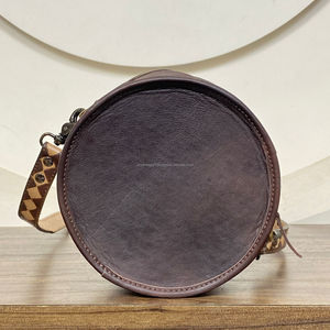 กระเป๋าสะพายข้างหนังวัว2025สำหรับผู้หญิงกระเป๋าถือทรงกลมดีไซน์ลายตารางหมากรุกใหม่ล่าสุด - Product Image 5