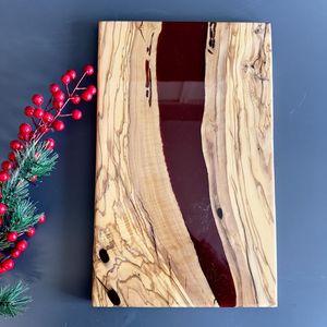 Planche à découper écologique en bois avec poignée en résine, compatible lave-vaisselle, pour plateaux de fromages, apéritifs, soirées vin, mariages, maison - Product Image 3
