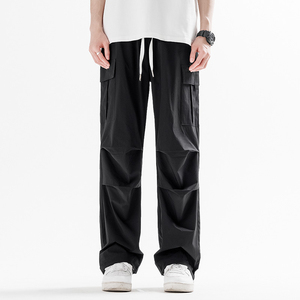 ANSZKTN Pantalones Largos Casuales de Paracaidista con Cordón Ajustable de Seda Helada para Hombre, Estilo Retro Americano, Novedad de Primavera - Product Image 3