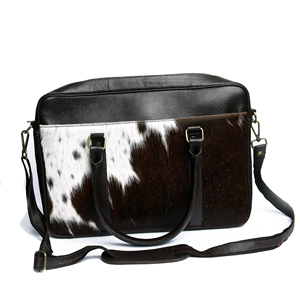 Pocket Custom Solid Plain Dyed Casual Leather Hair on <b>Laptop</b> Bag Cowhide Modern sustainable Hair on <b>Laptop</b> Briefcase Portable - Product Image 1