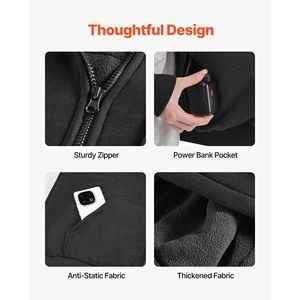Chaqueta con Calefacción y Capucha para Hombre y Mujer, Unisex, Cierre Completo, Batería Externa de 7.4V 16000mAh, 5 Zonas de Calefacción, 3 Niveles de Temperatura - Product Image 6
