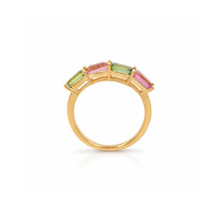 แหวนเงินแท้ 925 ประดับทัวร์มาลีนทรงแปดเหลี่ยม ชุบทอง ดีไซน์คลาสสิก หรูหรา - Product Image 3