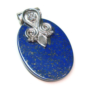 Colgante de lapislázuli azul, plata de ley pura, diseño simple, una piedra, colgante hecho a mano, colgantes y dijes finos - Product Image 5