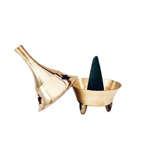 Hot sell Handcrafted Brass <b>Cone</b> <b>Incense</b> Burner with Lid Traditional Dhoop Holder for Meditation Prayer Home Decor Spiritual Use - Product Image 1