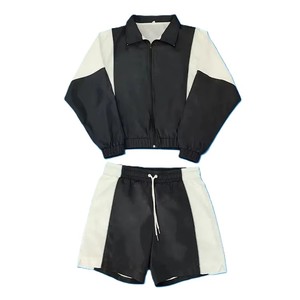 Men's Custom Made Double Panel Zip up & Short Set Polyester Nylon Two Piece Windbreaker Short Set Custom Print Nylon Tracksuit - Product Image 3