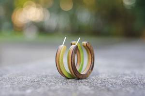 Boucles d'oreilles en bois avec finition grain naturel pour la fabrication de bijoux et d'accessoires - Product Image 2