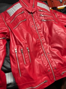 Premium Genuine Sheepskin Red <b>Leather</b> Winter Biker <b>Jacket</b> <b>Men</b> Detachable Sleeves Stand Collar Multi Zipper Front MJ <b>Leather</b> - Product Image 5