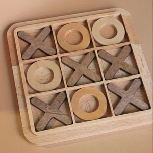 Jeu de société Tic Tac Toe en bois naturel, puzzle éducatif et stratégique pour enfants et adultes, décoration de la maison - Product Image 1