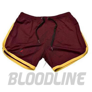 Shorts de sport tricotés pour homme BLOODLINE bleu marine à cordon de serrage, logo imprimé par transfert thermique, taille mi-haute, séchage rapide, décontractés - Product Image 4